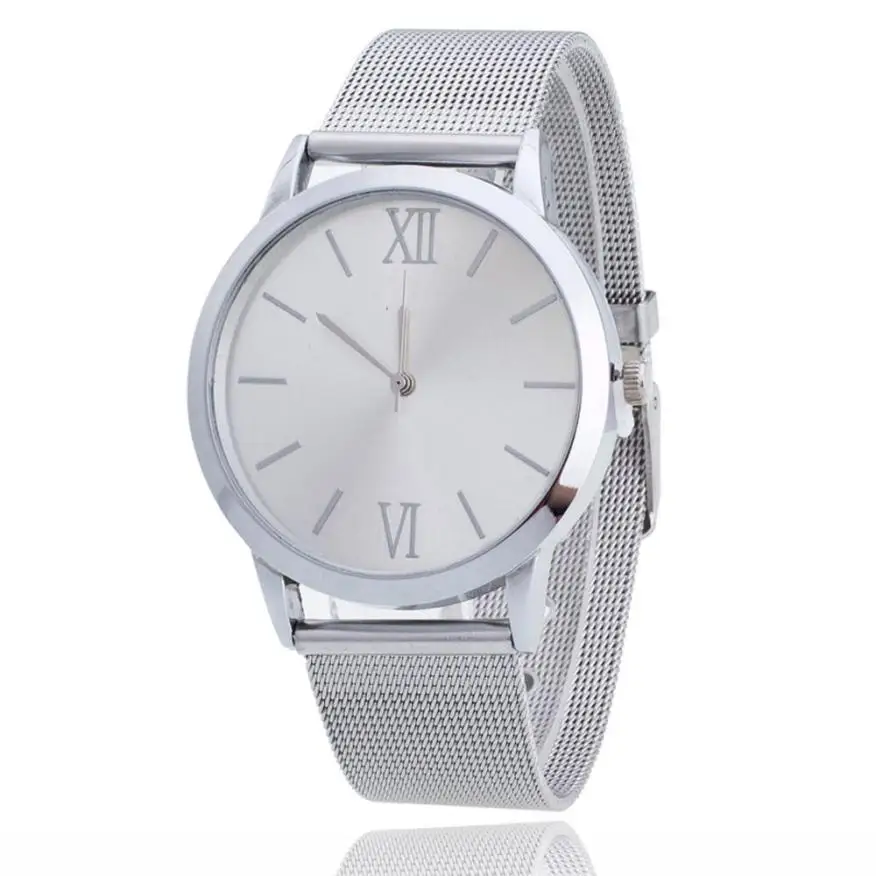 Women Watches Ladies Silver Stainless Steel Mesh Band Wristwatches
