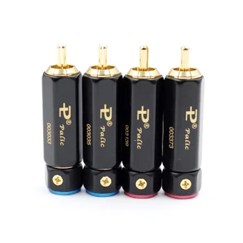 

4pcs Palic High Quality Gold Plated RCA Plug Lock Collect Solder A/V Connector
