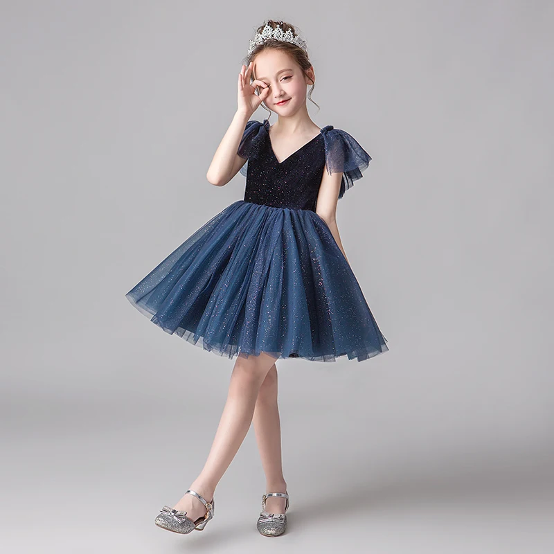

Girl full dresses Tulle Spangle Sequins girls formal dress Kids dresses blue red for baby girls evening gown Tutu dress skirt
