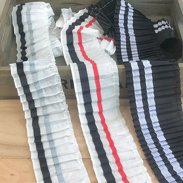 

2y colors Pleated Chiffon ruffles ribbon lace trimming Fold lace trim diy collar sleeve garment skirt accessories lace fabric