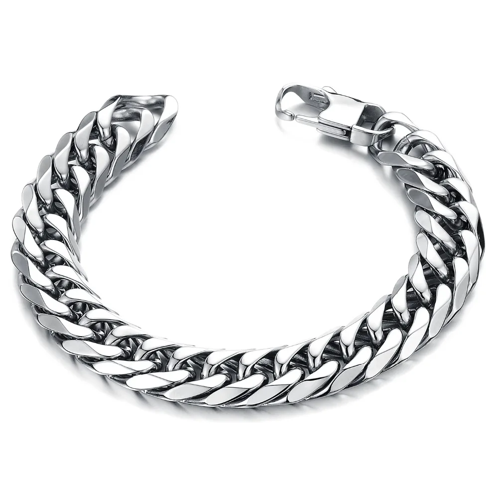 Classical Silver Stainless Steel Mens Bracelet Punk Biker Link Chain