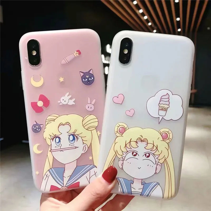 Сейлор Мун узорные чехол для iPhone 6 6s 7 Plus Мягкий силиконовый защитный 5 5S SE 8 X 10 Capa |