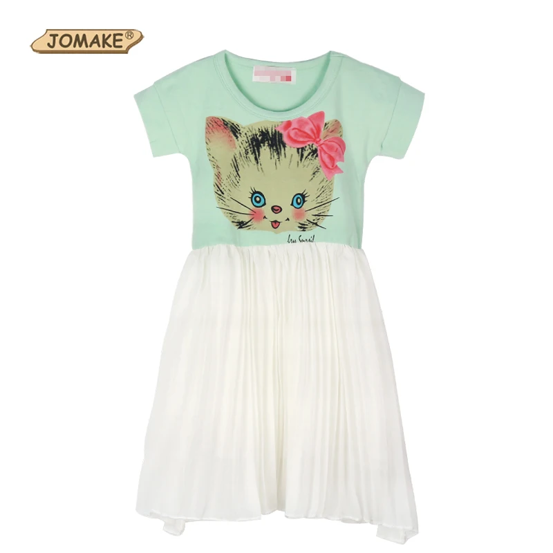 

Baby Girl Dress 2017 Summer Style Cartoon Cat Short Sleeve Patch Children Dresses For Girls Kids Clothes Toddler Girl Clothing