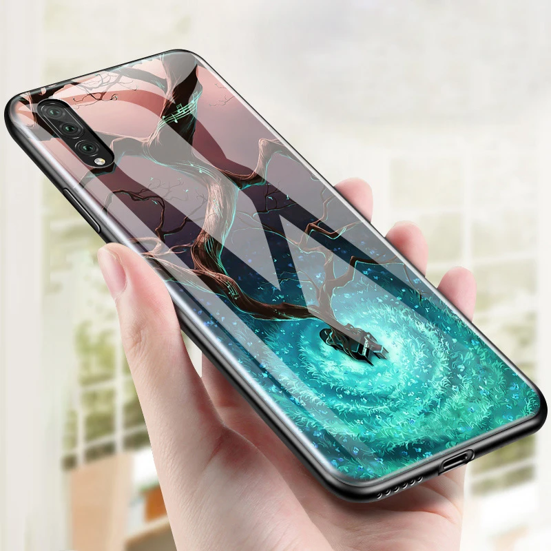 Tempered Glass Hard Back Phone Case For Huawei P20 Pro P20 Lite Full Shockproof Cover For Huawei P20 TPU Soft Edge Cases Shell