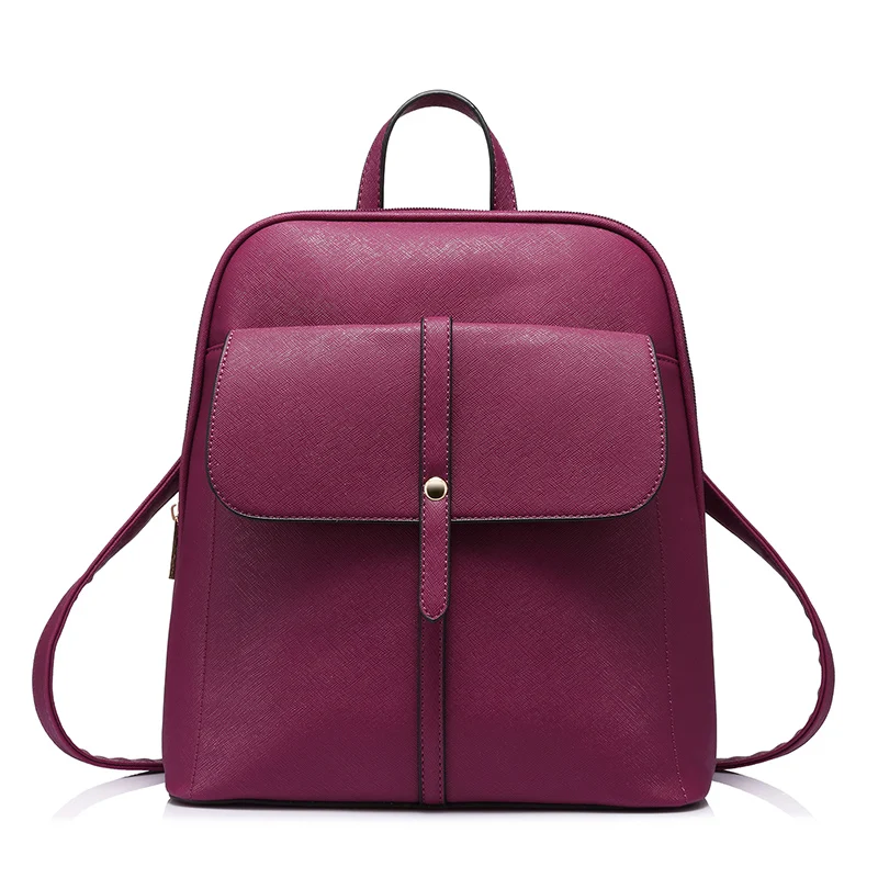 Женский небольшой рюкзак LOVEVOOK, школьный портфель для девочек подростков, дамский коралловый рюкзак на молнии для лета, изготовлен из искусственной кожи - Цвет: Deep Burgundy