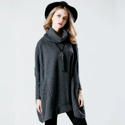 European style turtleneck long sleeve woman knit sweater spring autumn solid oversize loose casual female sweater2 European style turtleneck long sleeve woman knit sweater spring autumn solid oversize loose casual female sweater2