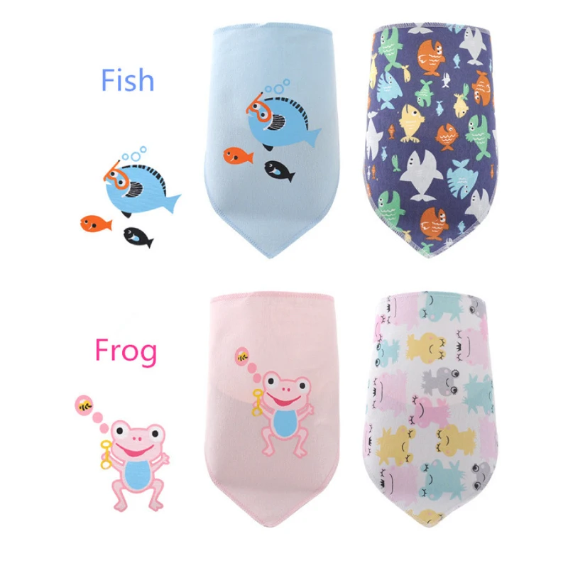 Красочные милые хлопковые детские полотенца для новорожденных, треугольный шарф, 4 шт./лот, для мальчиков и девочек, детские нагрудники, слюнявчики