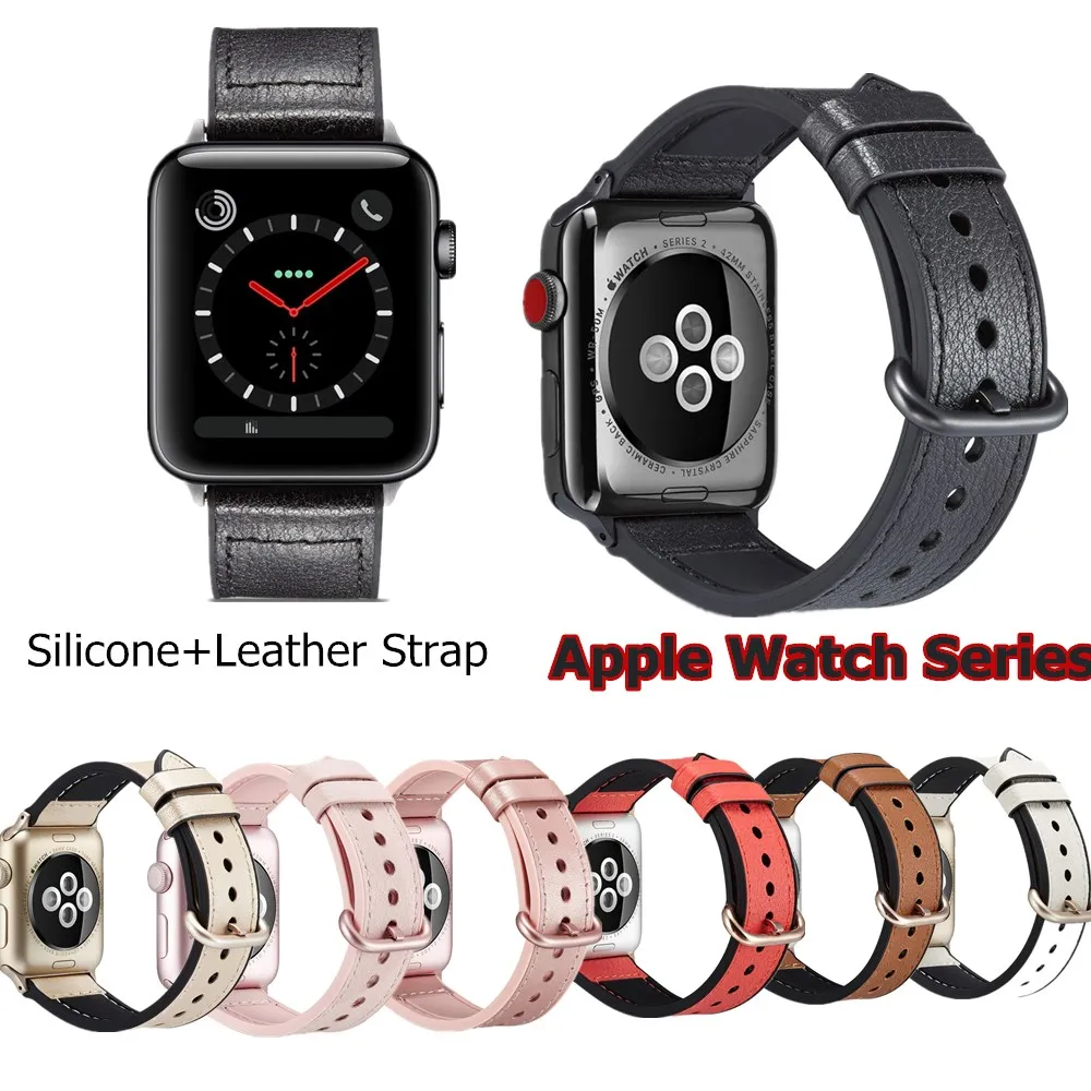 Fashion Silicone Leather Strap for iWatch Series 5 4 3 2 1 Watchband 38 42 MM