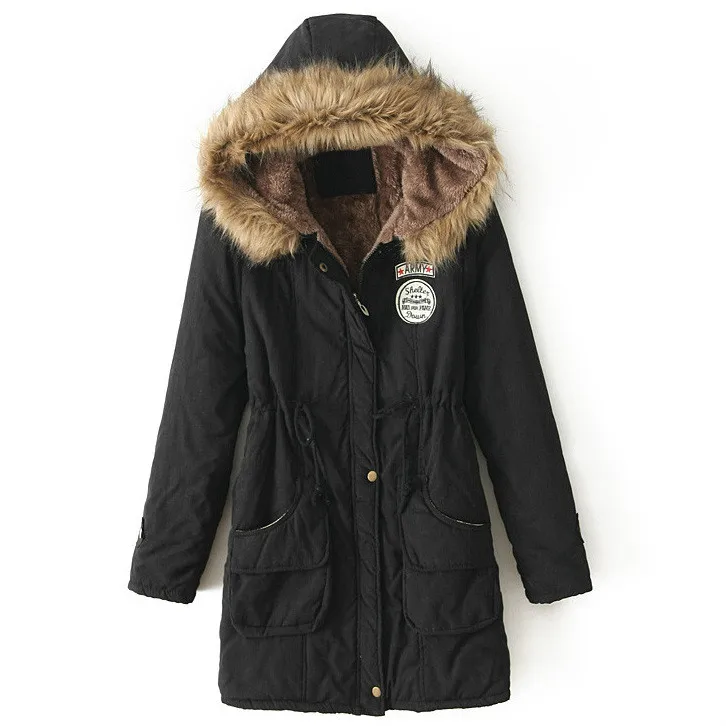 

Special Offer Winter Casual Patchwork Hooded Women Black Color Coat