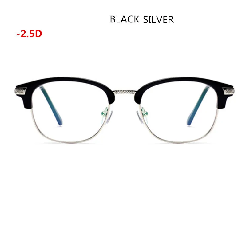 100~-600 диоптрий очки бренд готовая близорукость очки Классический Дизайн близорукость очки-1,0-1,5-2,0-2,5-3,0-3,5-4,0 - Цвет оправы: Silver Myopia-250