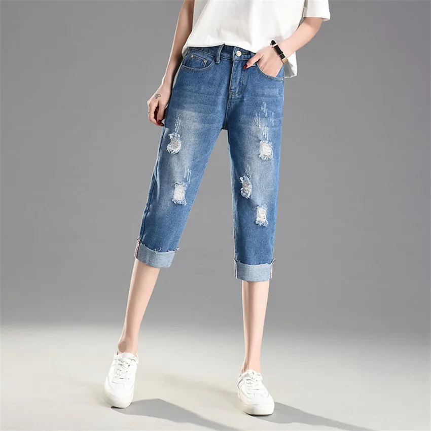 2018 новые летние платья для девочек свободные Высокая талия тонкие джинсы