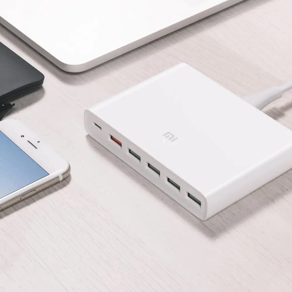 Оригинальное быстрое зарядное устройство XIAOMI QC3.0 телефон смарт-устройство 110-240 в 60 Вт 5 USB 1 Порты type-C QC 3,0 выход USB-C для Iphone, Ipad