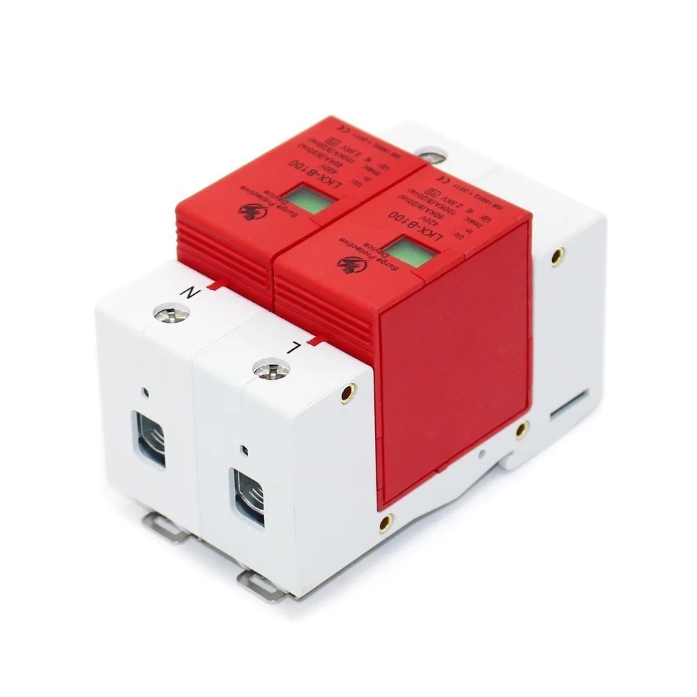 B100 2P 60KA ~ 100KA 275V AC 1P + N SPD дом Защита от перенапряжения защитное Низковольтное