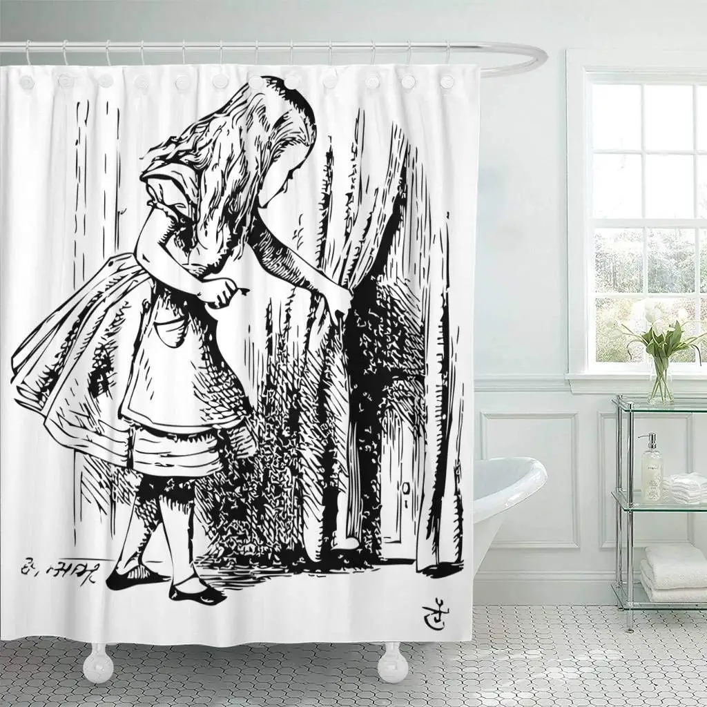 Shower Curtain Hooks Alice Is Looking Behind To Reveal Hidden Door