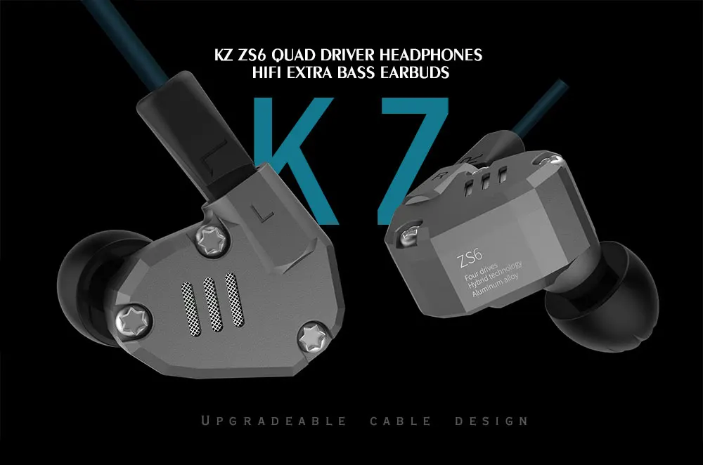 Плотным верхним ворсом KZ ZS6 Quad драйвер Hi-Fi наушники с высокой точностью Экстра бас наушники со съемным кабелем проводной fone de ouvido микрофон