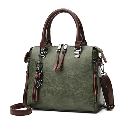 Yogodlns винтажная роскошная сумка с кошкой и кисточками, женские сумки, двойная молния, сумки через плечо, сумка на плечо, повседневная сумка-ракушка, женская сумка - Цвет: green