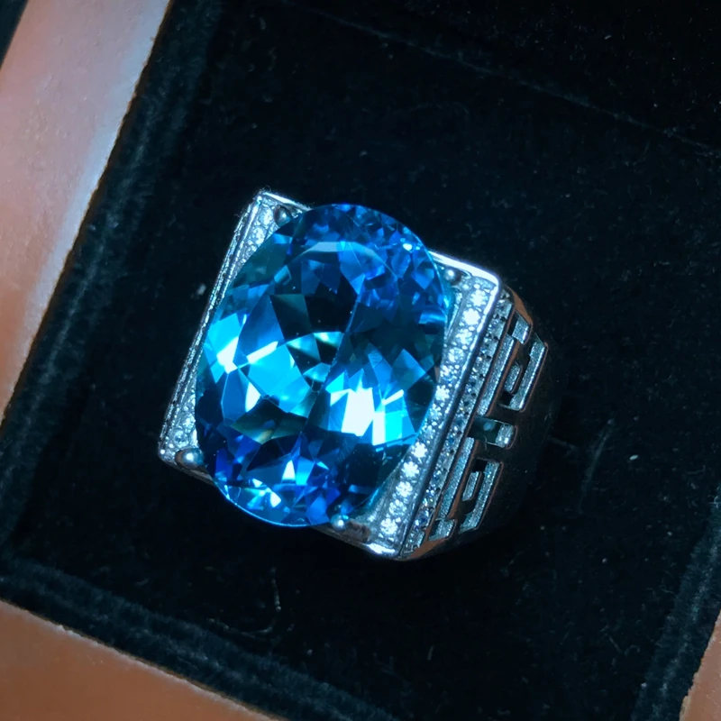 Мужское кольцо с натуральным топазом, 925 серебро, изысканное мастерство, 10 карат драгоценных камней, красивые цвета