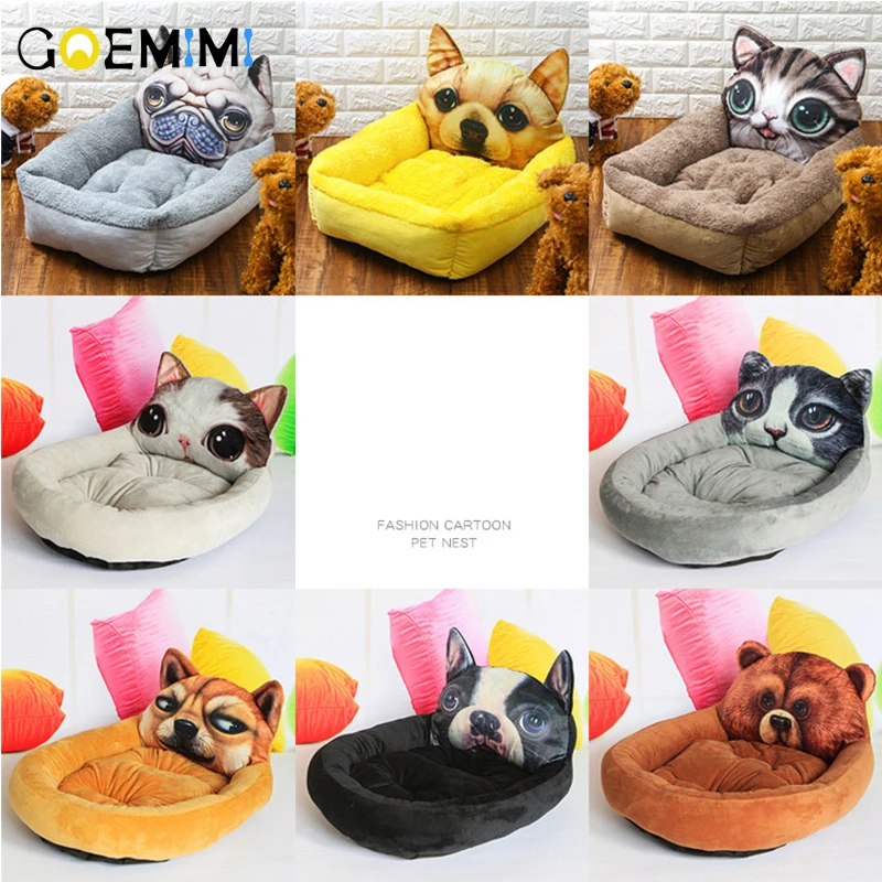 

Cute Cartoon Pet Cat Dog Bed Mat Winter Cozy Warm Soft Fleece Cushion Kennel For Small Puppy Dogs Cat Bed Funny Pet Houses