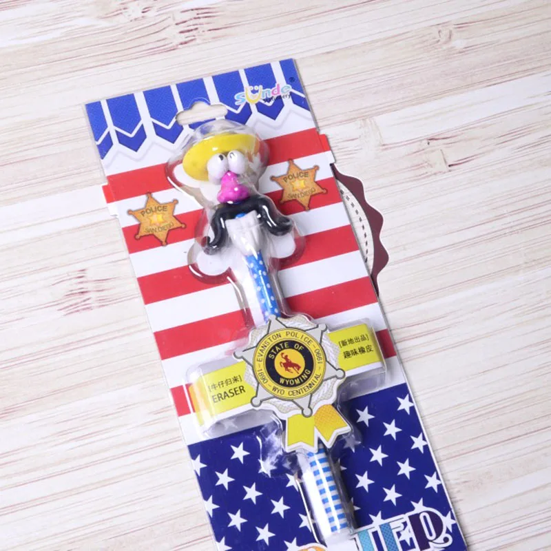 

1set Kawaii 3D Simulation Creative Stationery Cowboy return Toy Eraser Rubber Student Learning School Supplies Gift Kids #0098