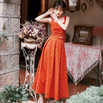 

SexeMara fashion The New Open back strap + large swing skirt two-piece suit free shipping