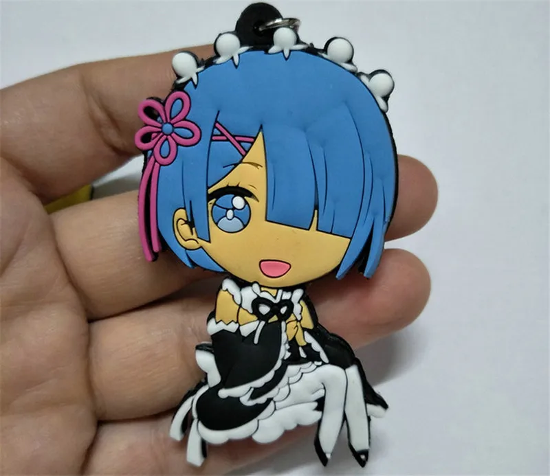 Re Life in a Different World from Zero Ram Rem Emilia Packu Cat Figures Toys PVC Keychain Anime Bag Phone Pendants Dolls 10pcslot (8)