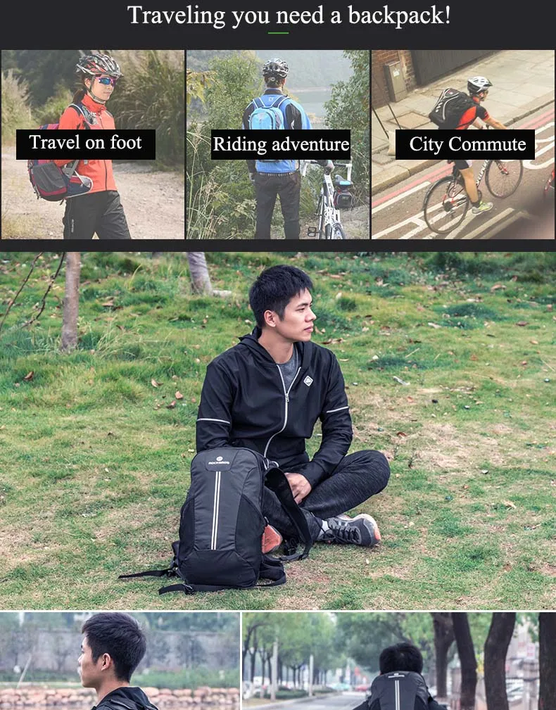 Cheap Rockbros Outdoor Sports Bicycle Backpack Ultralight Cycling Shoulders Storage Pack Climbing Travel Rucksack Nylon Bike Bag 2