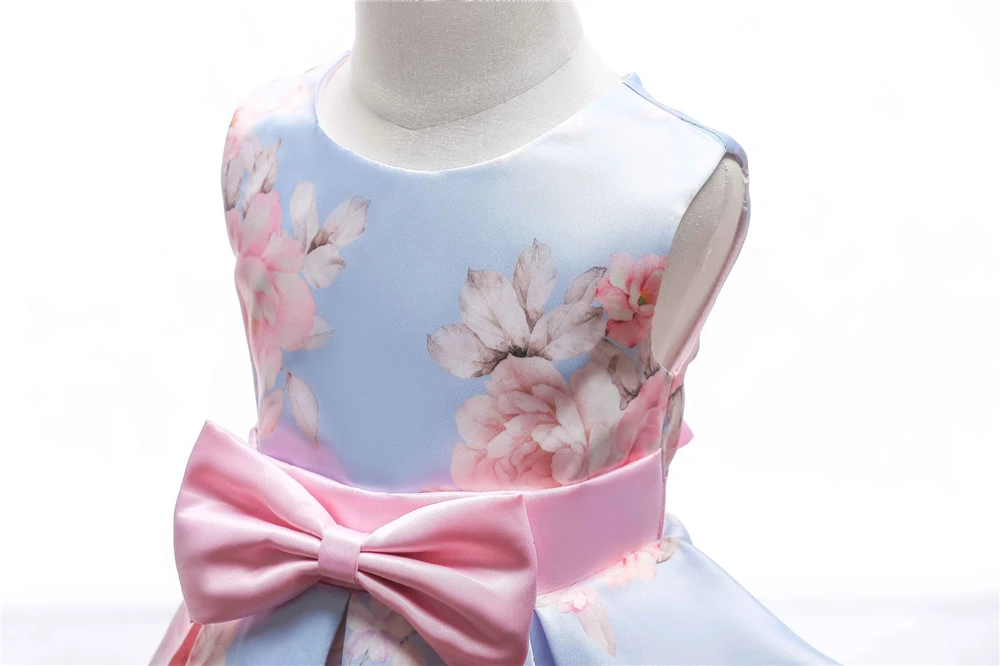 Yeedison Floral Print Girls Princess Dress 2018 New Kids Party Dresses For Girls Summer Cute Children Costume Bow Girl Prom Gown (4)
