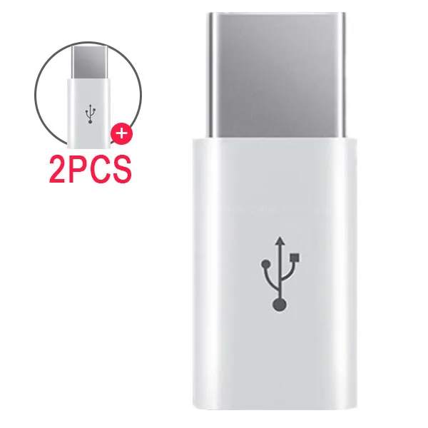 ACCEZZ 2 шт Тип C штекер Micro USB Женский адаптер для samsung S9 S8 huawei P20 P10 Xiaomi USB C OTG разъем зарядного устройства для передачи данных - Цвет: 2PC White