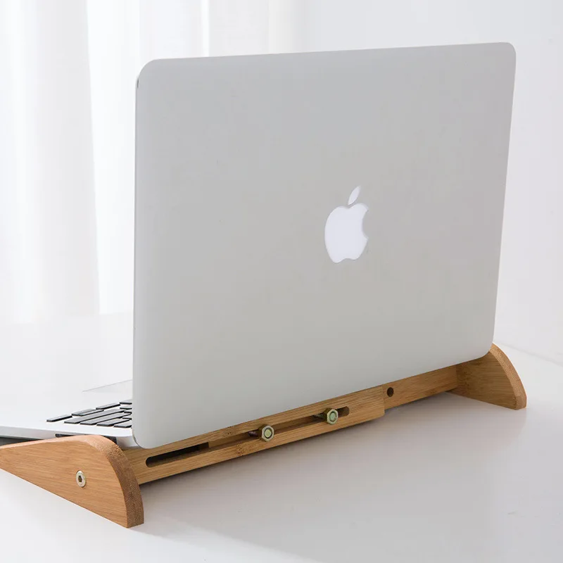 Vmonv Increased Height Cooling Bamboo Laptop PC Stand for Macbook Air Pro Retina Vertical Base Bracket for 15 Inch Notebook PC