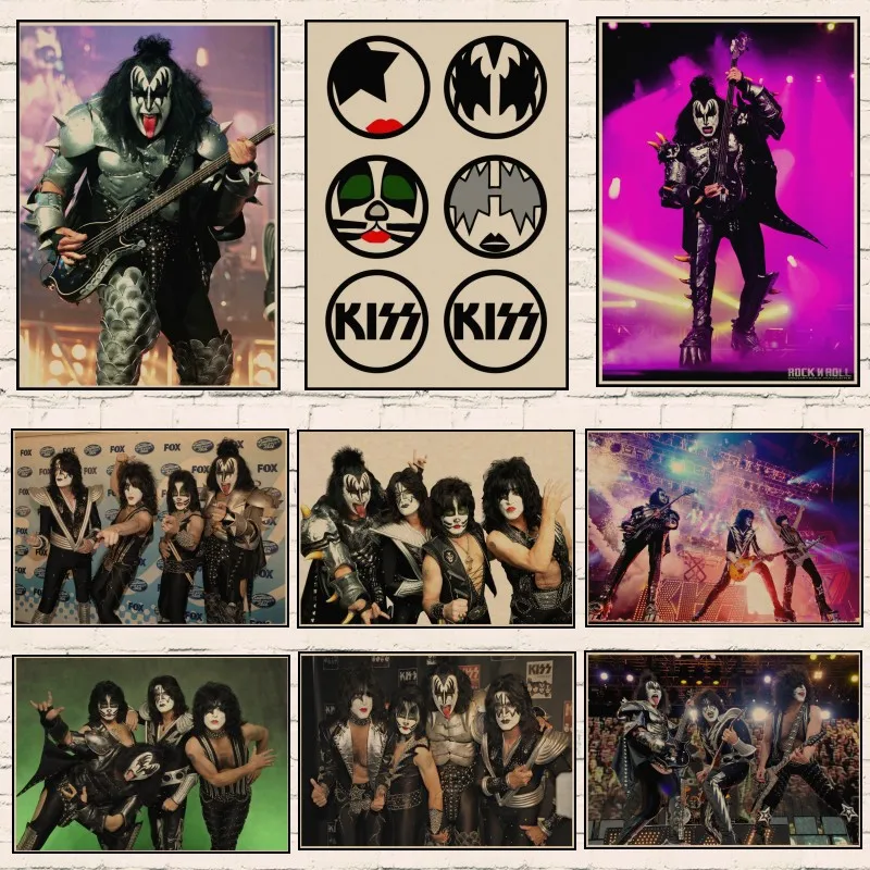 

Vintage Poster Kiss band Kraft retro European and American music team star classic decorative painting retro poster A1