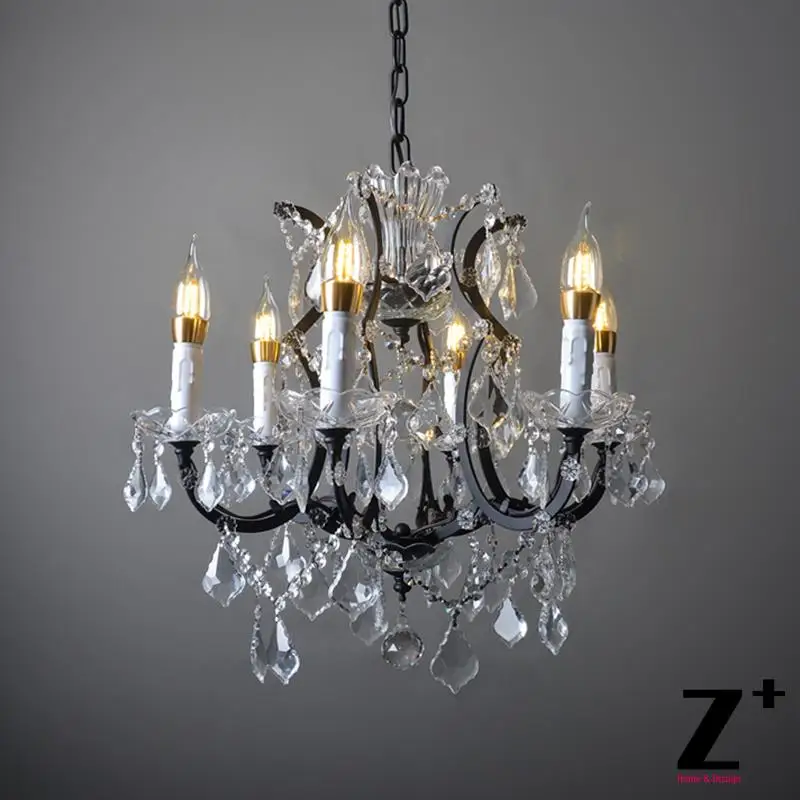 Cena Amerykański styl Vintage 19TH C. rokoko żelaza jasny kryształ okrągły Lustre żyrandol Retro pałac luksusowe jadalnia oświetlenie