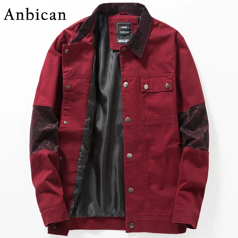 Anbican Fashion Red Denim Jacket Men Autumn Winter Brand Casual Hip Hop ...