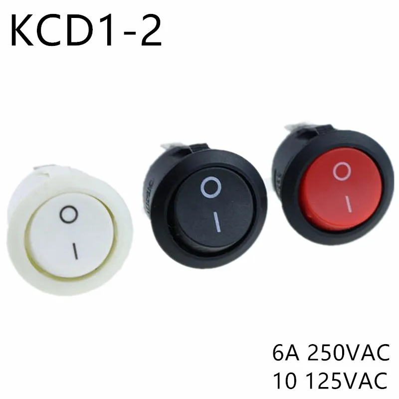 KCD1-105 AC 6A 10A 250V ВКЛ. Выкл. Оснастка SPST круглая лодка кулисный переключатель черный 2-контактный выключатель питания кнопочный переключатель Черный Белый завод