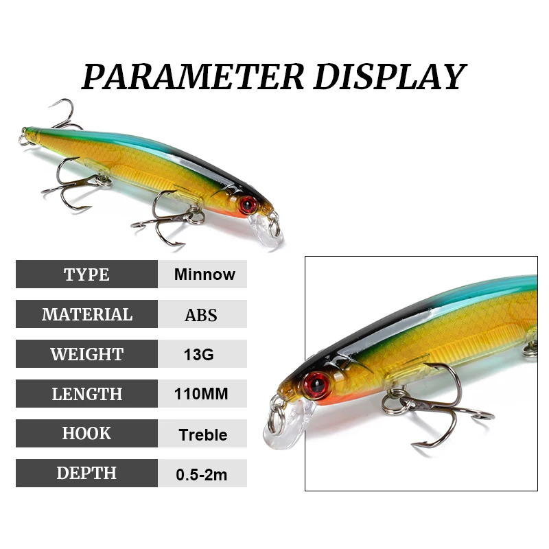 Yuewins на высоком каблуке 11 см/13 г Minnow приманки для ловли рыбы 3D глаза Лазерная