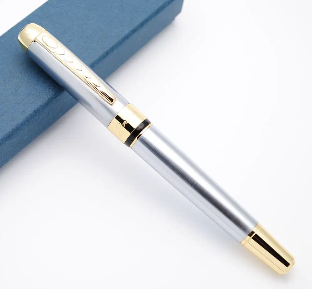 

JinHao 250 Stainless Steel Gold Trim Fountain Pen M Nib