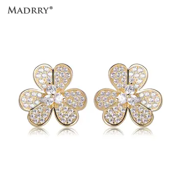 

Madrry Earrings Fashion Silver Jewelry Blossoms Flower Stud Earrings for Women Senior Flower Earrings Female Jewelry Wholesale