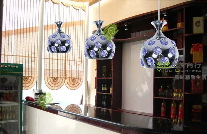 

FREE SHIPPING pendant lighting Dropligh wrought iron ball purple crystal droplight, bar pendant lamp ZZP67