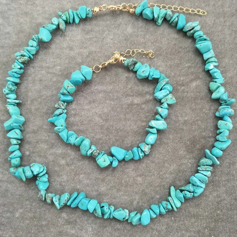 

Rainbery Bohemia Natural stone Beads Bridal Jewelry Collares Handmade Chain Necklace/Bracelet Jewelry For Womem