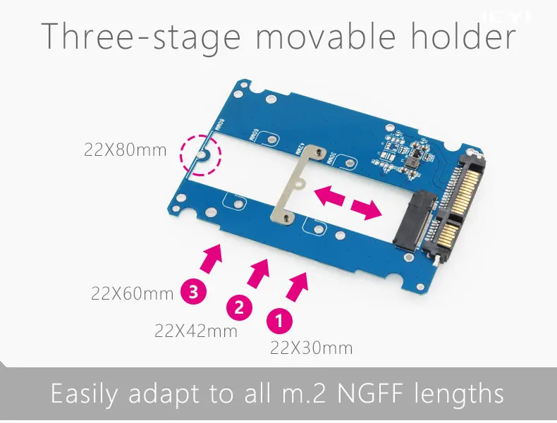 JEYI S118 NGFF в SATA SSD BOX SATAIII 2,5 'SSD 2230 2242 2260 2280 мм NGFF к 22Pin SATA 80 мм m.2 к SATA M.2 NGFF в SATA 3 SSD