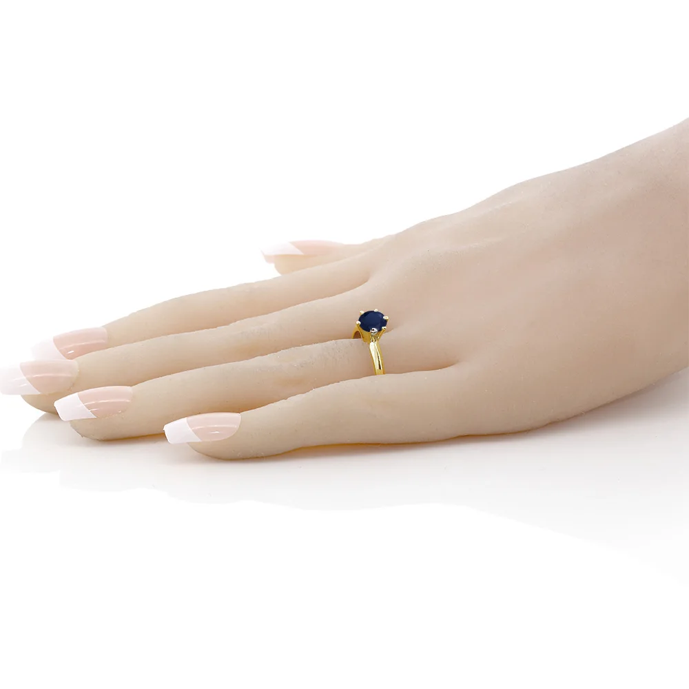GemStoneKing 1 00 Ct натуральный голубой сапфир обручальное кольцо 14K желтое золото