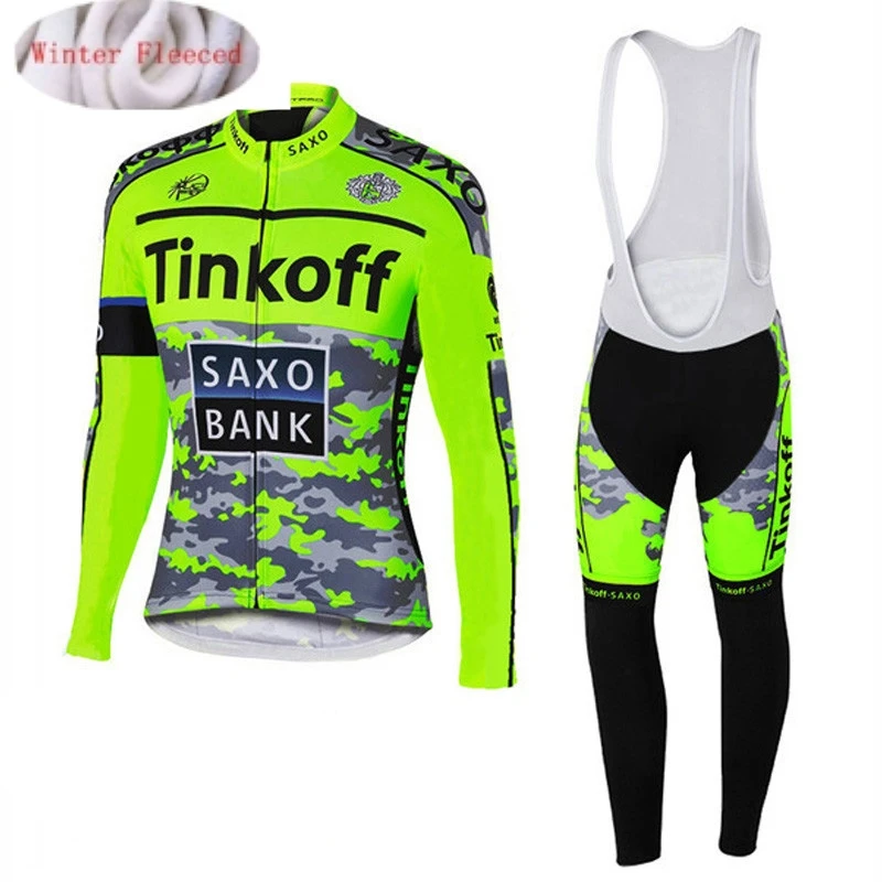 

2019 New Tinkoff Winter thermal fleece Cycling Clothes NW men's Jersey suit outdoor riding bike MTB clothing warm Bib Pants