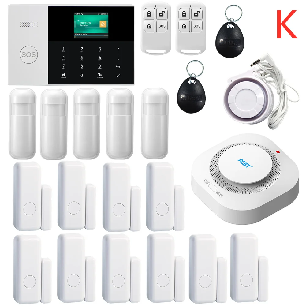 ring alarm wireless keypad 433MHZ IOS Android APP Remote Control LCD Touch Keyboard Wireless WIFI SIM GSM RFID Home Burglar Security Alarm System Sensor sos panic button Alarms & Sensors