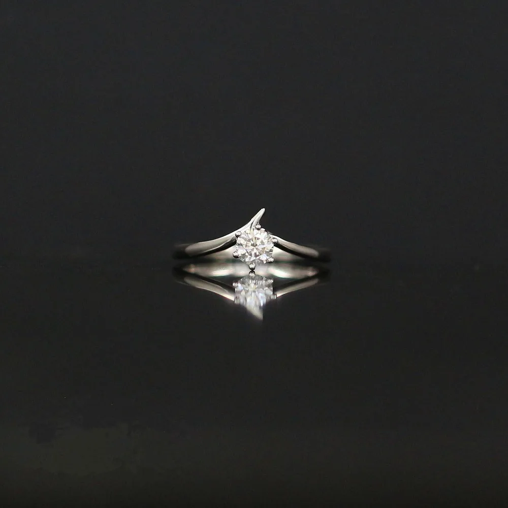 

LASAMERO 0.308CT FG/P Round Cut Love Modern Natural Diamond Ring For Women 18k White Gold Certified Engagement Wedding Ring