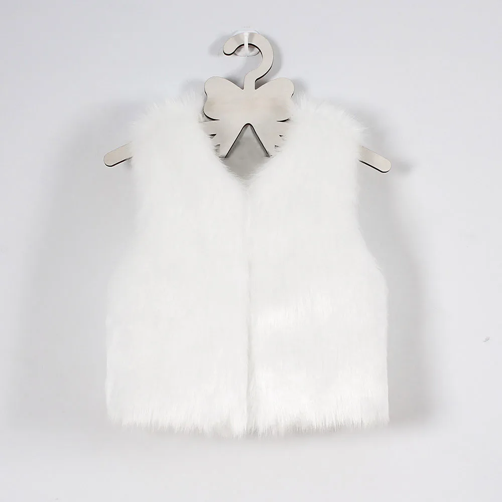 Жилет с искусственным мехом для маленьких девочек, белое пальто на осень и зиму, куртка, Толстая теплая верхняя одежда, Прямая поставка, 823