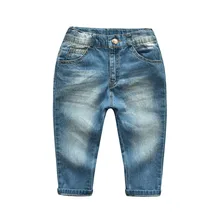 Джинсы для маленьких девочек; Детские хлопковые джинсовые брюки; весенняя одежда для детей; повседневные длинные штаны для маленьких мальчиков; Акция; Прямая поставка
