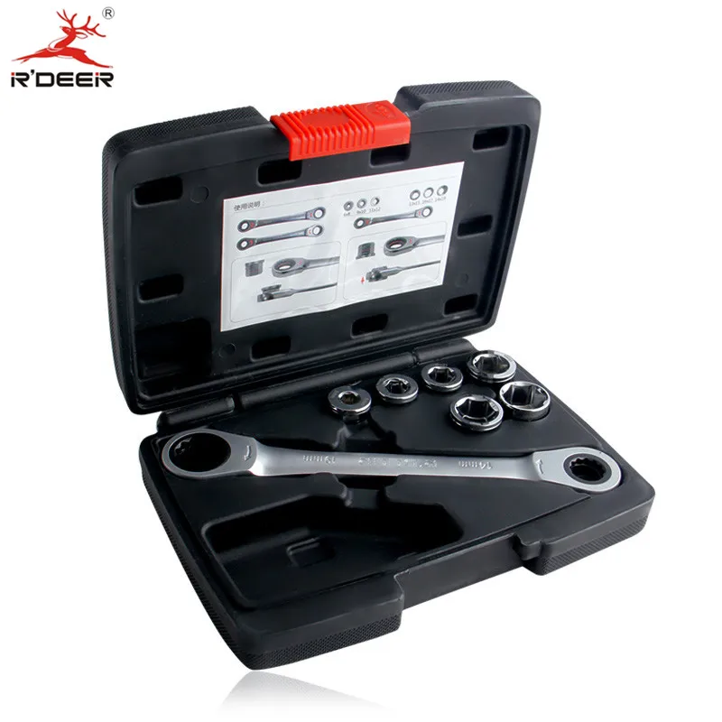 RDEER Socket Wrench Set Universal Key Ratchet Wrench Double End Socket Adapter Multifunctional