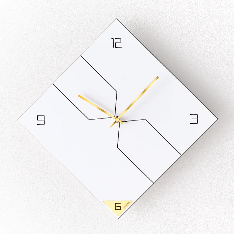

Wooden Wall Clock Simple Modern Design Nordic Minimalist Style Wood Clocks Creative Square Wall Watch Home Decor Silent 40x40 cm