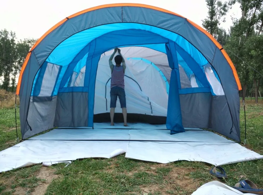 10 человек большой туннельный семейный тент, палатка для кемпинга, 1 зал, 2 комнаты, вечерние палатки для путешествий