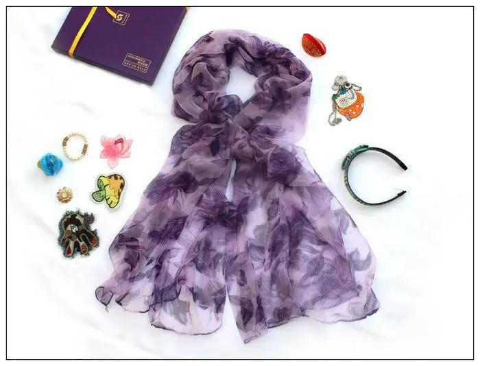[Bysifa] ультра широкий Для женщин шелковый шарф платки шелк тутового Шарфы для женщин с Демисезонный женский муслин фиолетовый длинный шарф
