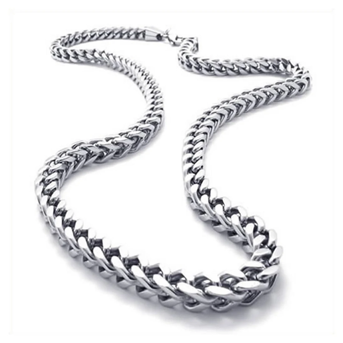 font b Jewelry b font Men s Necklace Stainless steel buckle chain necklace Silver 6